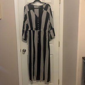 Navy and white striped dress